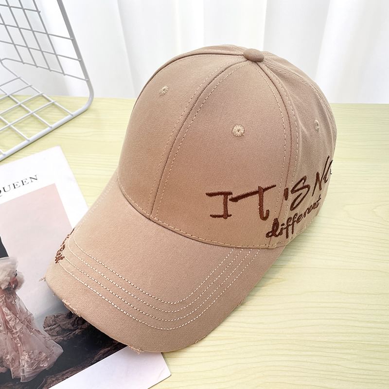 Baseball Lettering Embroidered Distressed Cap