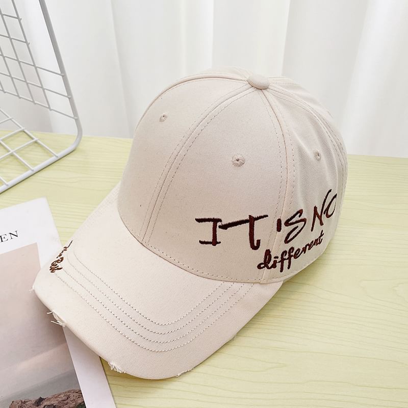 Baseball Lettering Embroidered Distressed Cap
