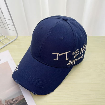 Baseball Lettering Embroidered Distressed Cap