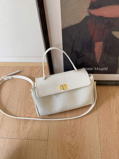 Leather Lock Crossbody Twist Faux Bag