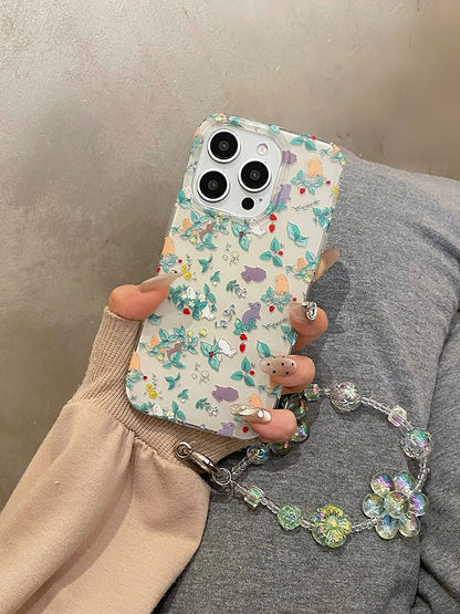Phone Case Rabbit Floral Set / Strap