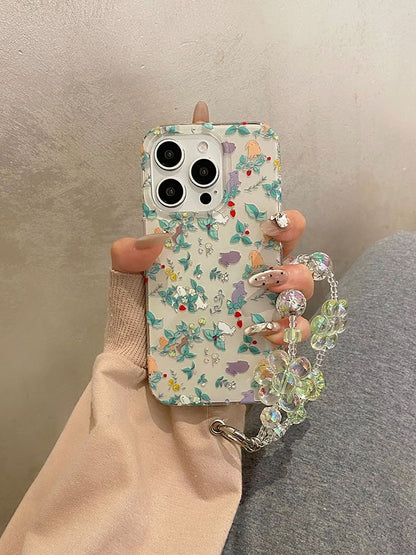 Phone Case Rabbit Floral Set / Strap