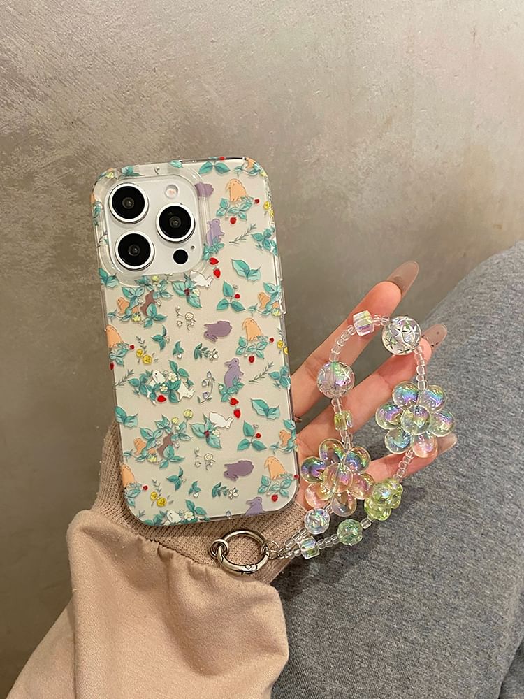 Phone Case Rabbit Floral Set / Strap