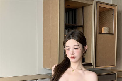 Dress A-Line Buckled Plain Mini Tube