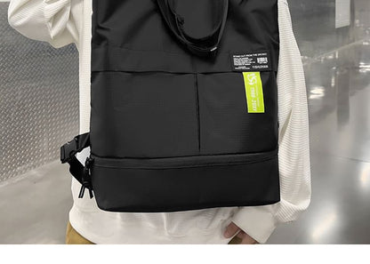 Applique Backpack Nylon Panel Tote