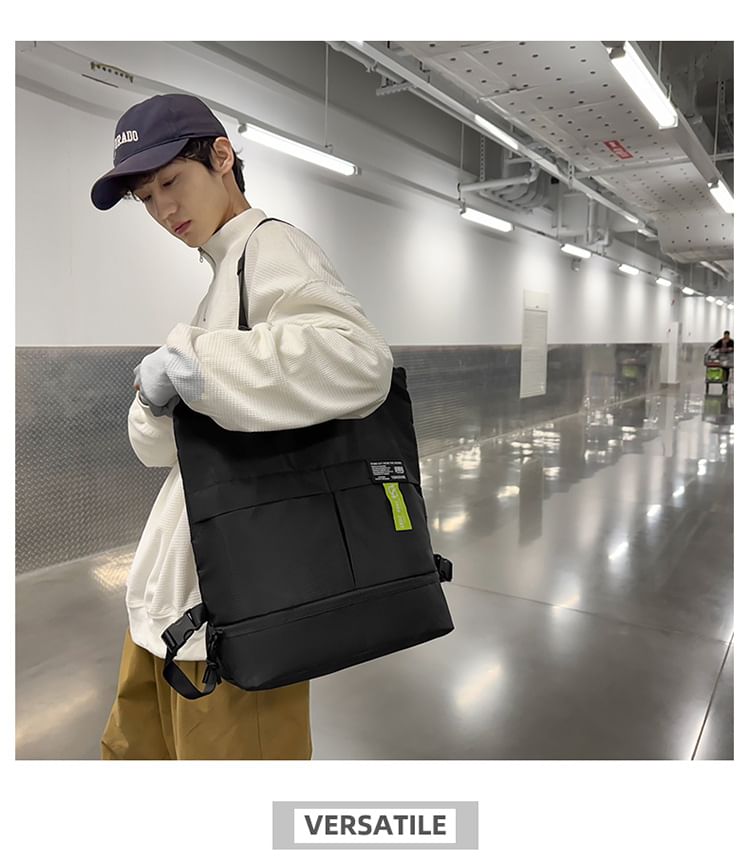 Applique Backpack Nylon Panel Tote