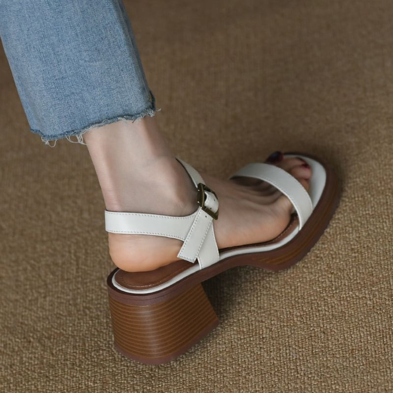 Sandals Buckled Heel Block Strap