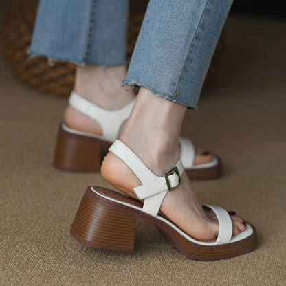 Sandals Buckled Heel Block Strap