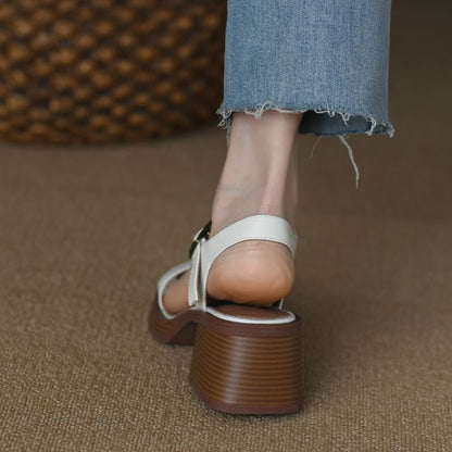 Sandals Buckled Heel Block Strap
