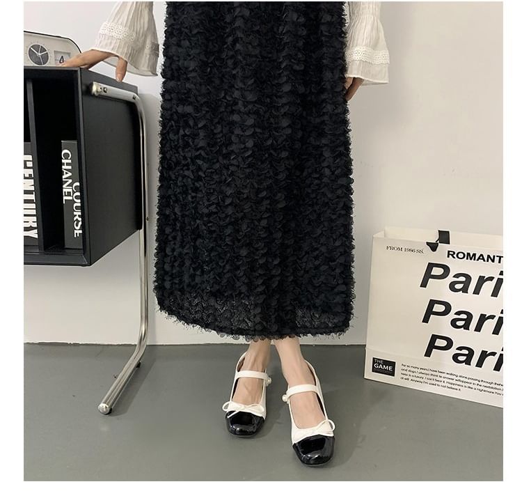 Block Tone Ribbon Pumps Jane Two Heel Mary