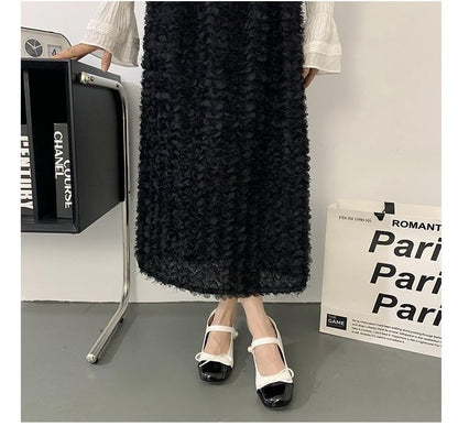 Block Tone Ribbon Pumps Jane Two Heel Mary