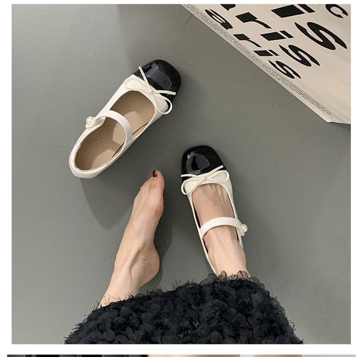 Block Tone Ribbon Pumps Jane Two Heel Mary