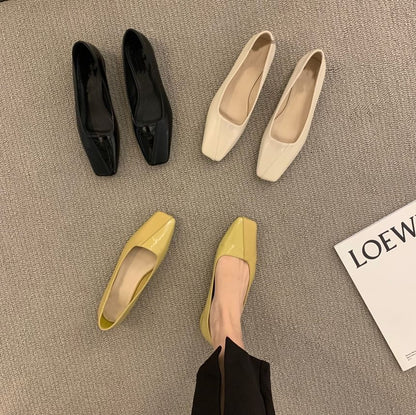Square Faux Leather Toe Flats