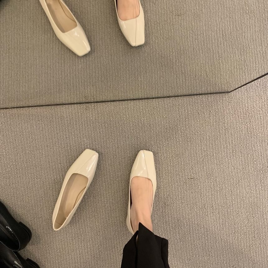 Square Faux Leather Toe Flats