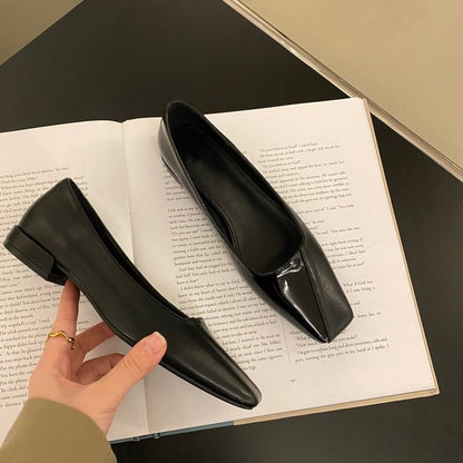 Square Faux Leather Toe Flats