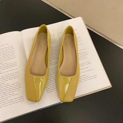Square Faux Leather Toe Flats