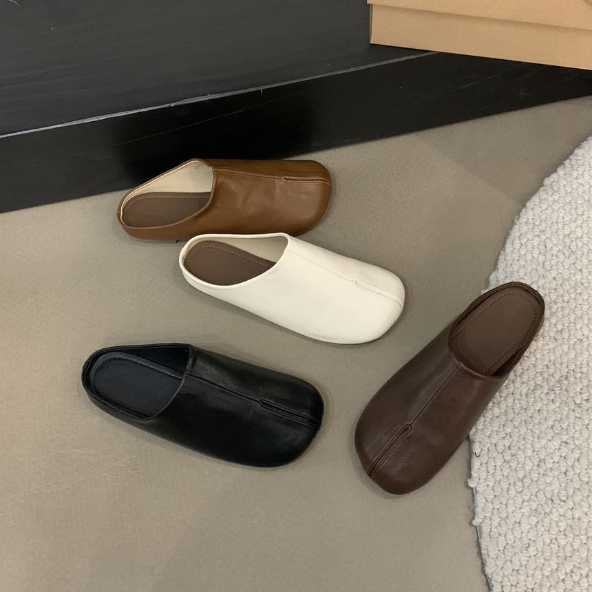 Plain Leather Faux Mules