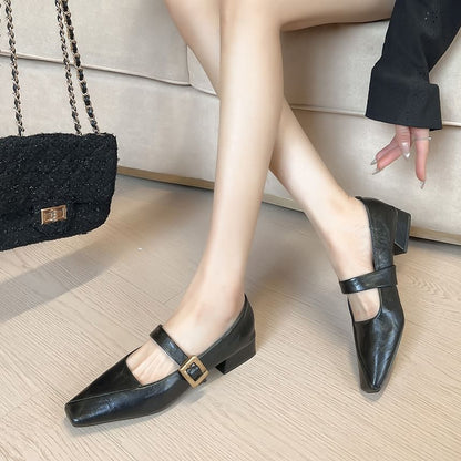 Jane Low Toe Pumps Mary Square Heel