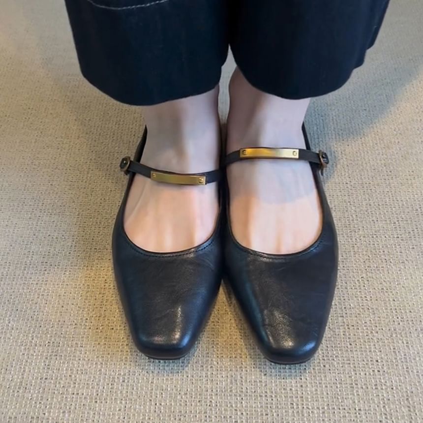 Accent Flats Toe Square Jane Mary Metal