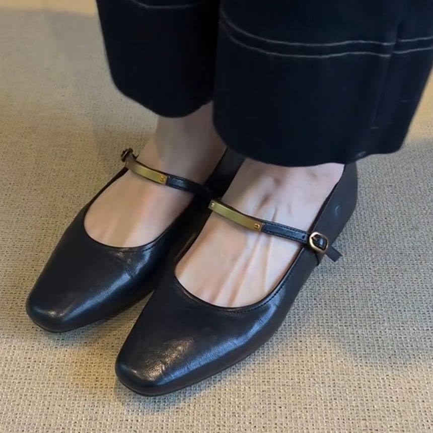 Accent Flats Toe Square Jane Mary Metal