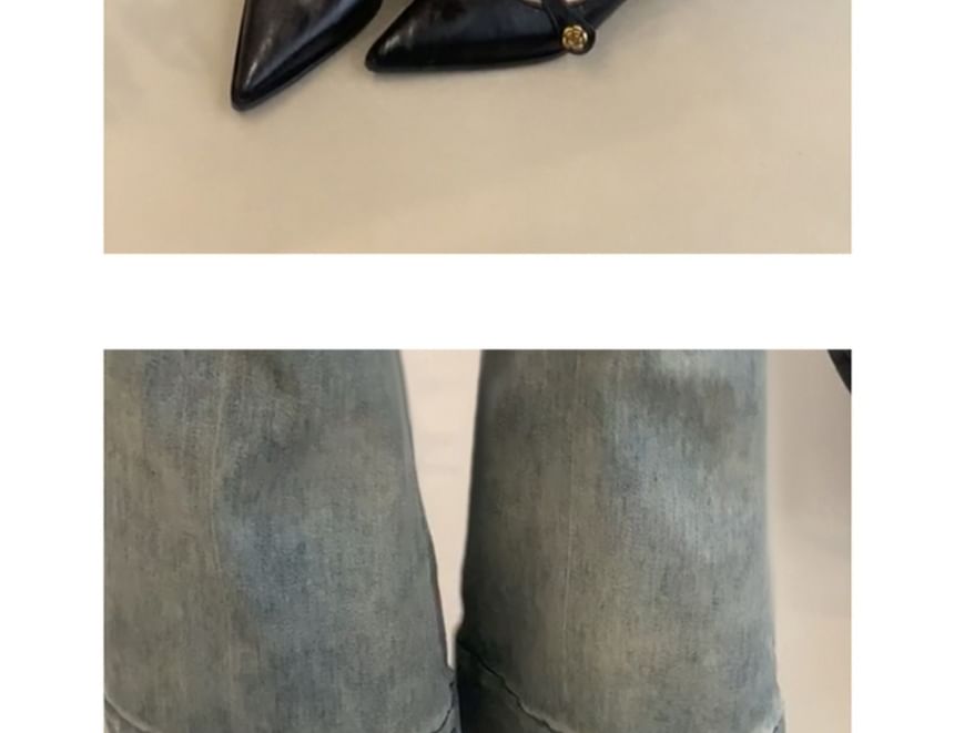 Heel Mary Jane Low Pointed Pumps