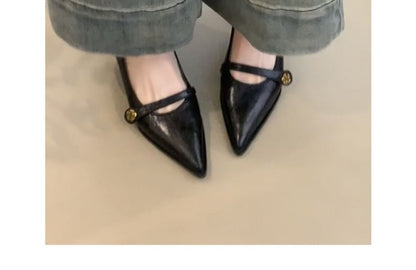 Heel Mary Jane Low Pointed Pumps