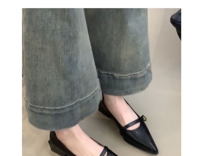 Heel Mary Jane Low Pointed Pumps