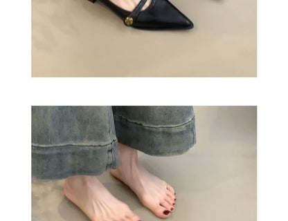 Heel Mary Jane Low Pointed Pumps