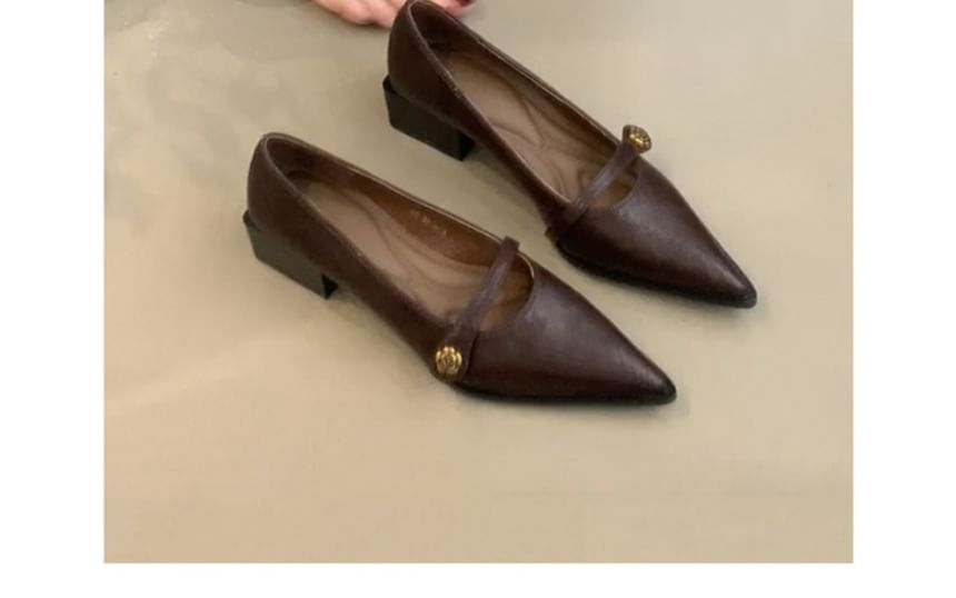 Heel Mary Jane Low Pointed Pumps