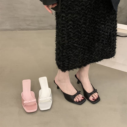 Slide Kitten Square Heel Sandals Toe
