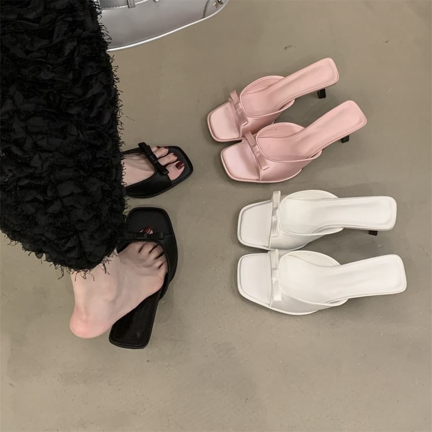 Slide Kitten Square Heel Sandals Toe