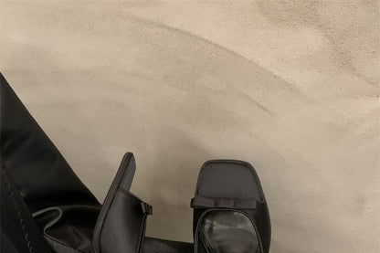 Slide Kitten Square Heel Sandals Toe