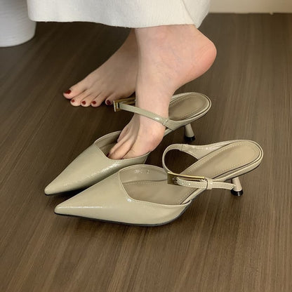 Heel Kitten Pointed Mules