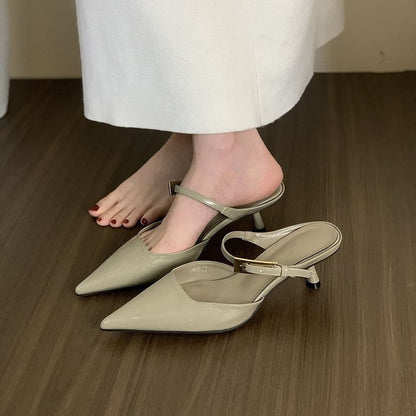 Heel Kitten Pointed Mules