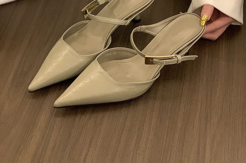 Heel Kitten Pointed Mules