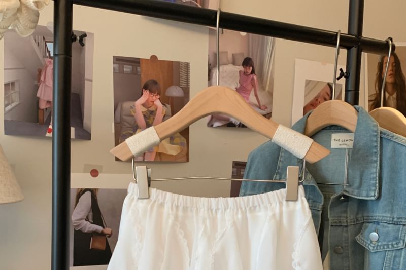 High Trim Lace Ruffle Waist Plain Mini Skirt A-Line