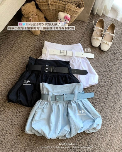 Skirt Waist Mini + Set: Belt Paperbag Plain High