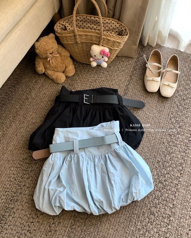 Skirt Waist Mini + Set: Belt Paperbag Plain High
