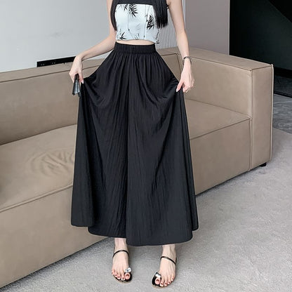 Cropped Waist High Culottes Plain