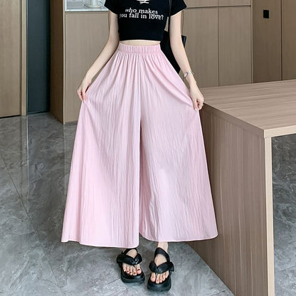 Cropped Waist High Culottes Plain