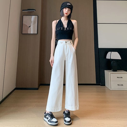 High Leg Jeans Wide Designs) Waist (Various Washed Cropped