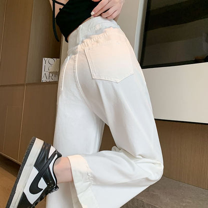 High Leg Jeans Wide Designs) Waist (Various Washed Cropped