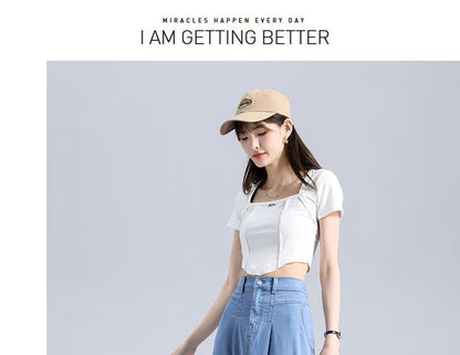 Waist Denim Midi A-Line High Skirt