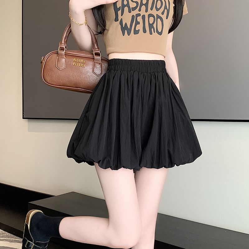 Waist High Paperbag Mini Plain Skort