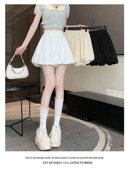 Waist High Paperbag Mini Plain Skort