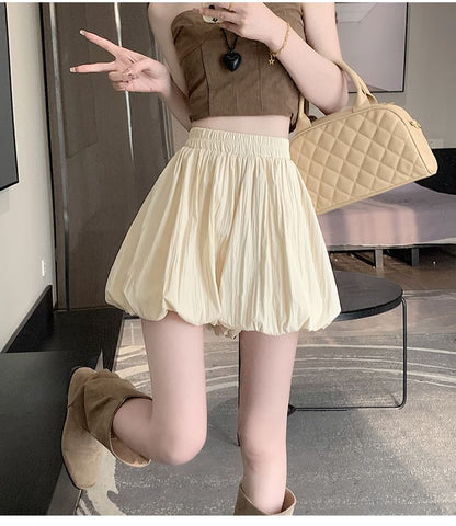 Waist High Paperbag Mini Plain Skort