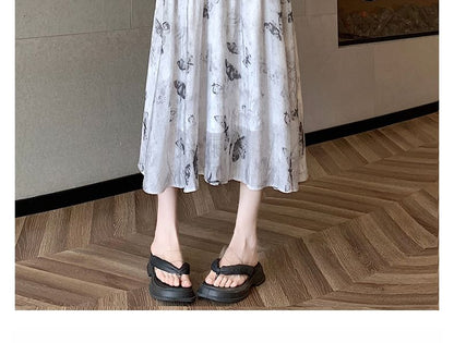 High A-Line Midi Butterfly Skirt Print Rise