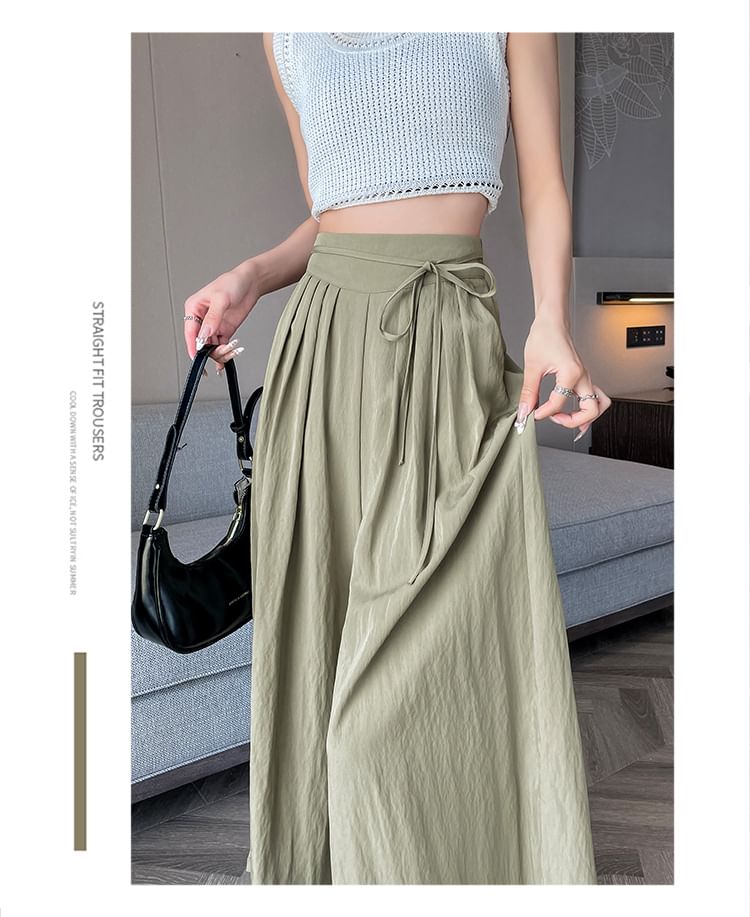 Plain Cropped Waist Pleated High Culottes