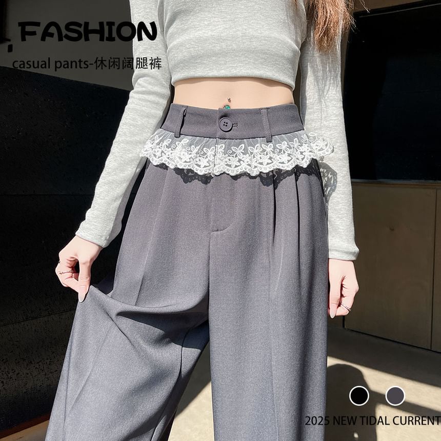 Designs) (Various Lace Pants Leg Wide High Dress Waist Panel