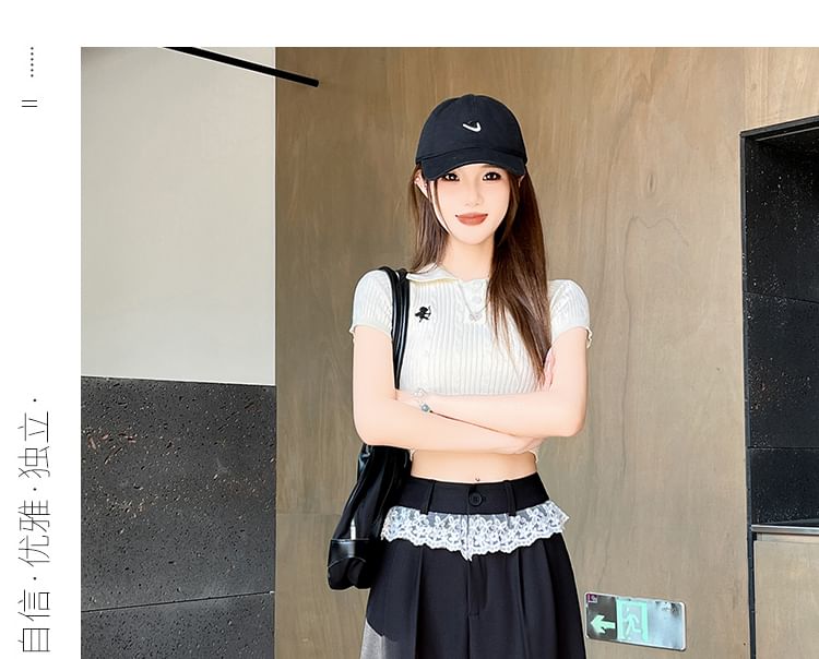 Designs) (Various Lace Pants Leg Wide High Dress Waist Panel